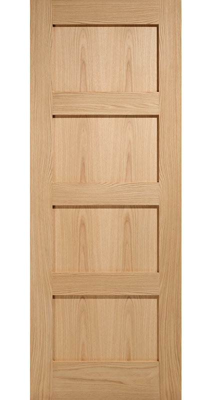 Shaker 4P Prefinished Oak Internal Fire Door, 204cm H x 76.2cm W x 4.4cm D
