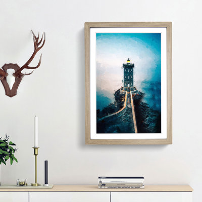 Lighthouse in Le Conquet France in Abstract - Picture Frame Graphic Art Print
