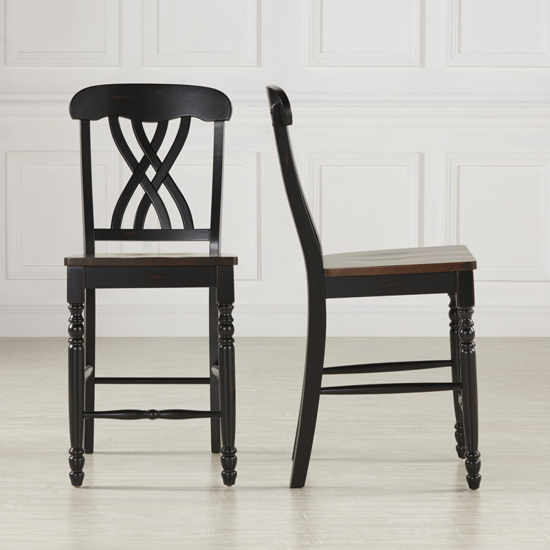 Tabouret de comptoir 24 po Annadiane, Siège cerise / cadre noir antique