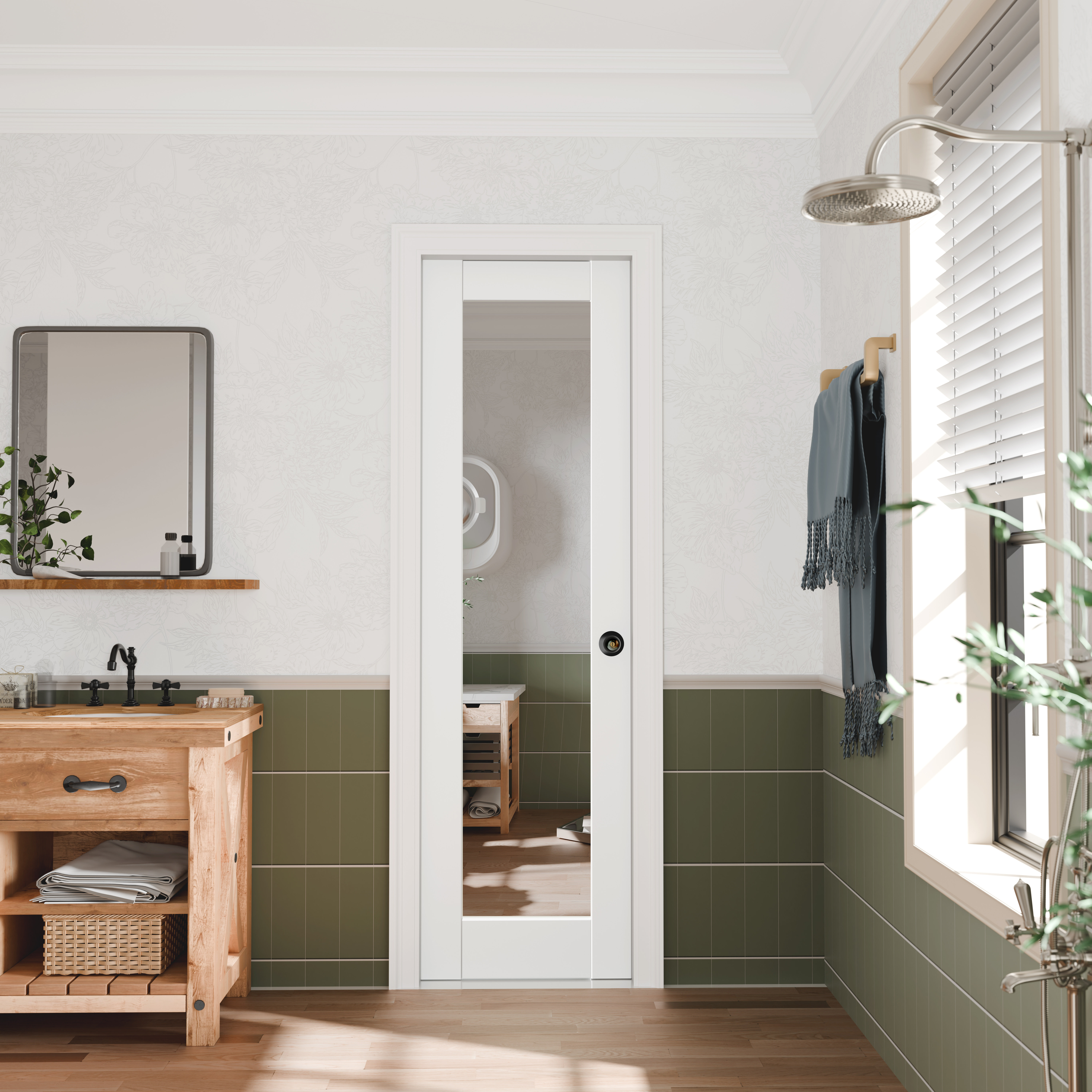 DOOOLI Mirror Surfaced Design - MDF Interior Slab Door Include Handle ...