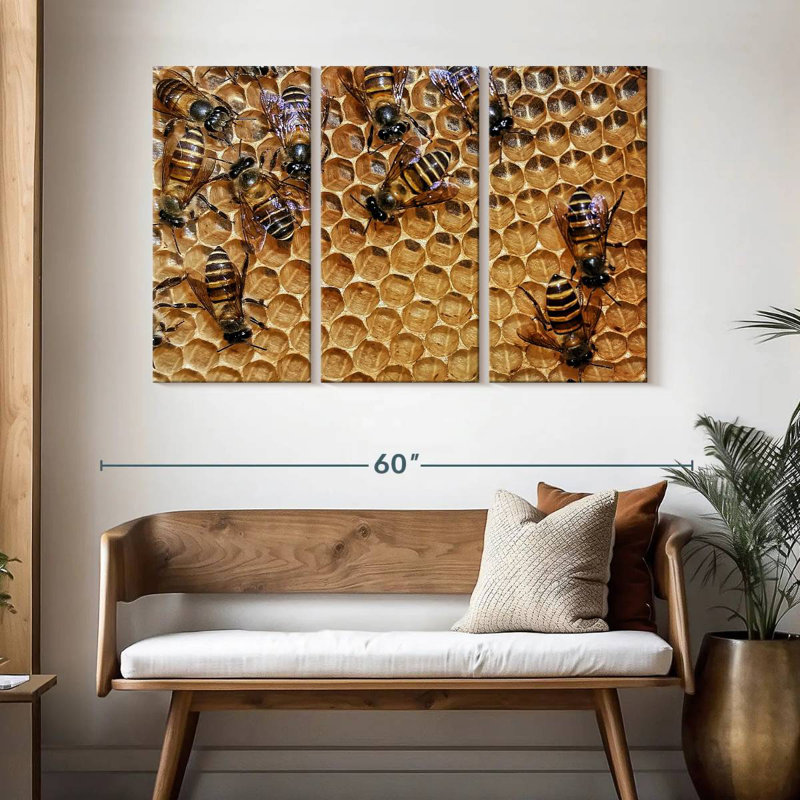 Brampt Honeycomb Bees, 32" H x 50" W