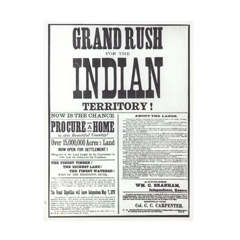 «American School», art sur toile Grand Rush For Indian Territory, H 47 po x l 35 po