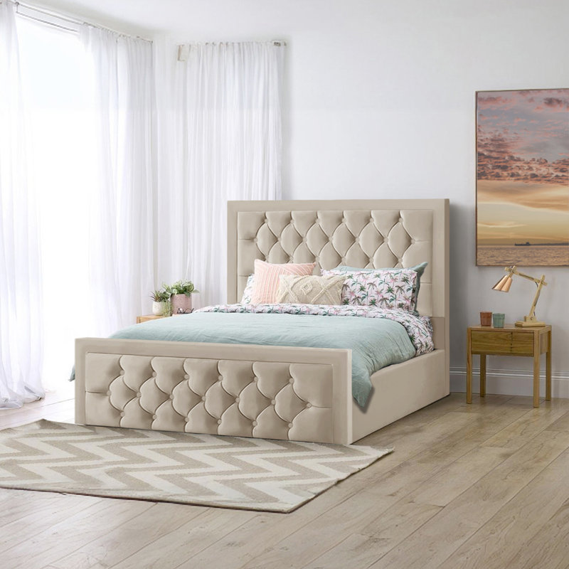 Lillias Upholstered Ottoman Storage Bed, Coffee, 150 x 200 cm