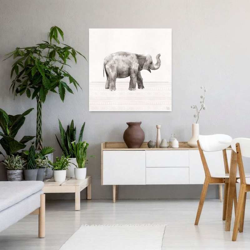 Petits animaux III, art éléphant contemporain, H 36 po x l 36 po