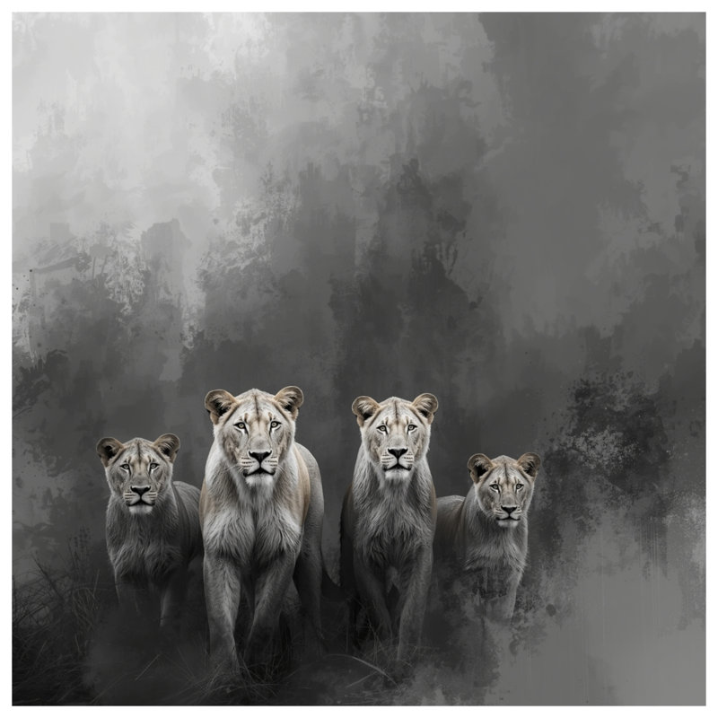 Tapisserie murale Lions, H 68 po x l 80 po avec 4 œillets
