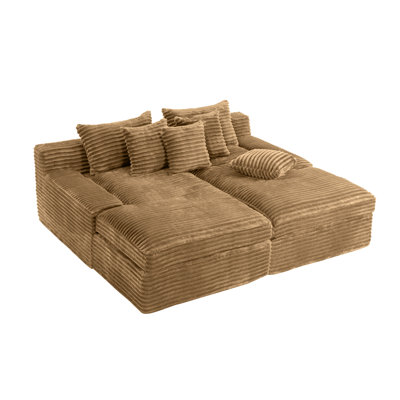 Spacious Modern Recliner Sofa, Corduroy, Brown, Home Comfort