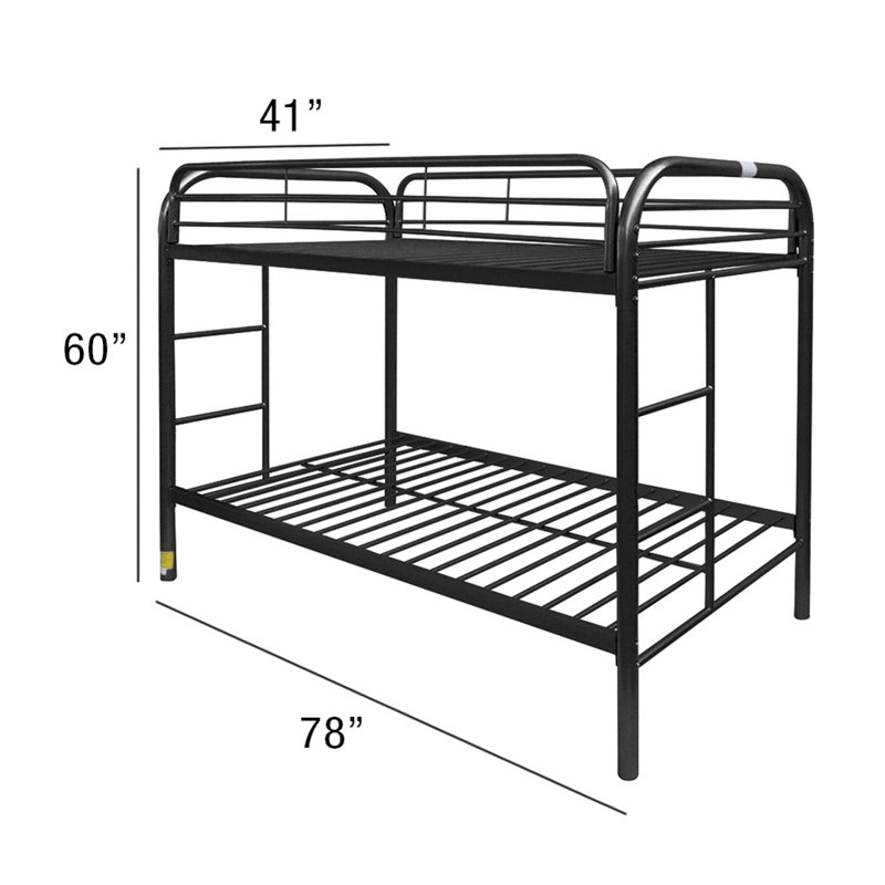 Crediton Twin Bunk Bed with Side Ladders, Black Powder Coating