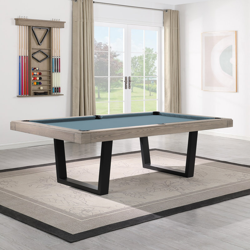 Table de billard en ardoise 8 pieds avec structure en acier Unity, Bleu poudre, Non, Gris brossé brossé