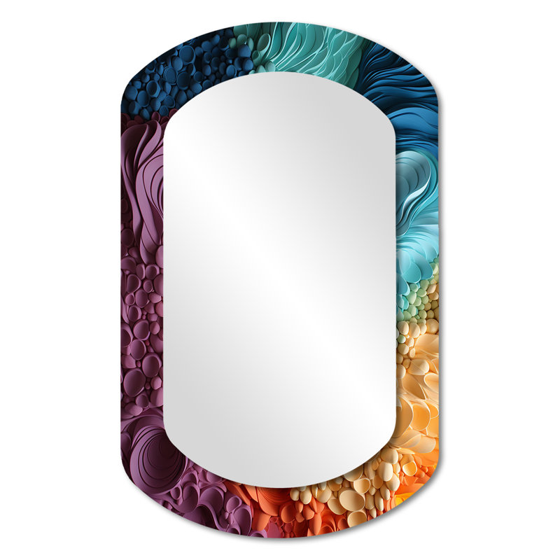 Rainbow Reverie Collages II - Abstract Collages Asymmetrical Modern Large Wall Mirror, 31" x 19"