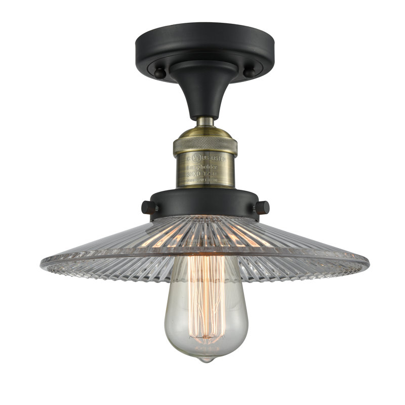 Mangan Glass Semi Flush Mount, Black Antique Brass, No Bulb Included