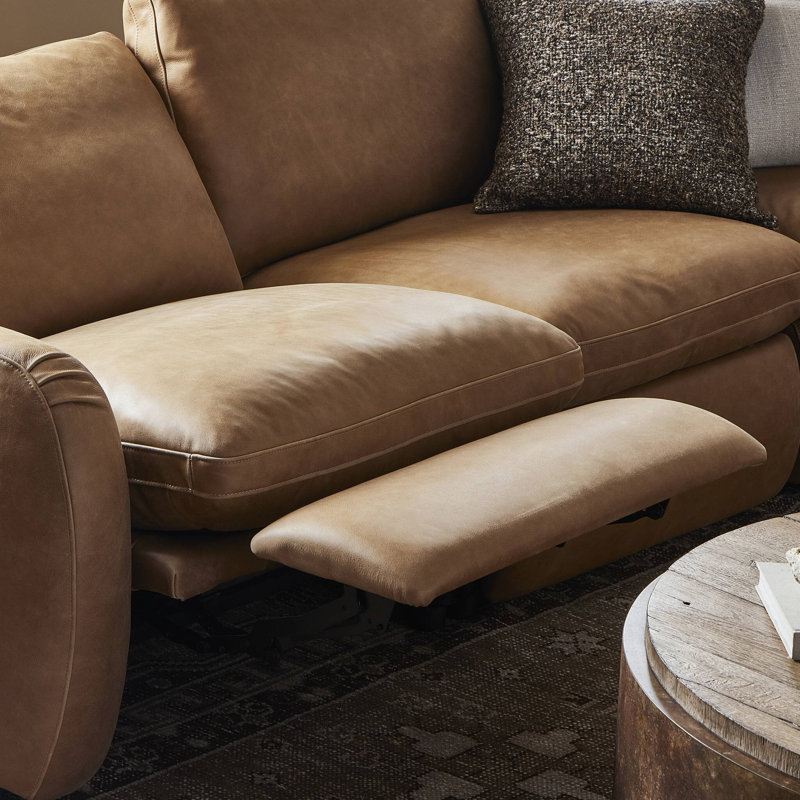Eastville Upholstered 140.75 " Top Grain Leather Power Reclining L-Shaped Corner Sectional