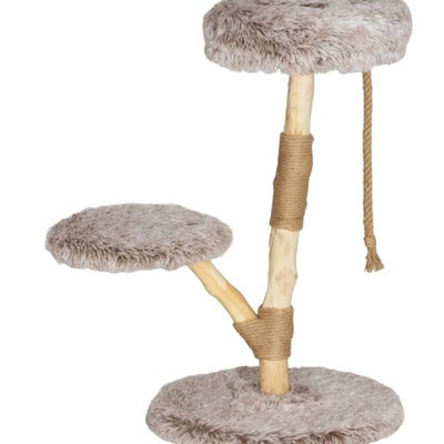 Cat Tower For Indoor Felines, Solid Jute - Wrapped Scratching Posts, Strong Particleboard Base, Comfortable Beds Relaxed Moments, Rope Play, Jumping Platform Adventure, 19.7" Diameter Base X 35.4"