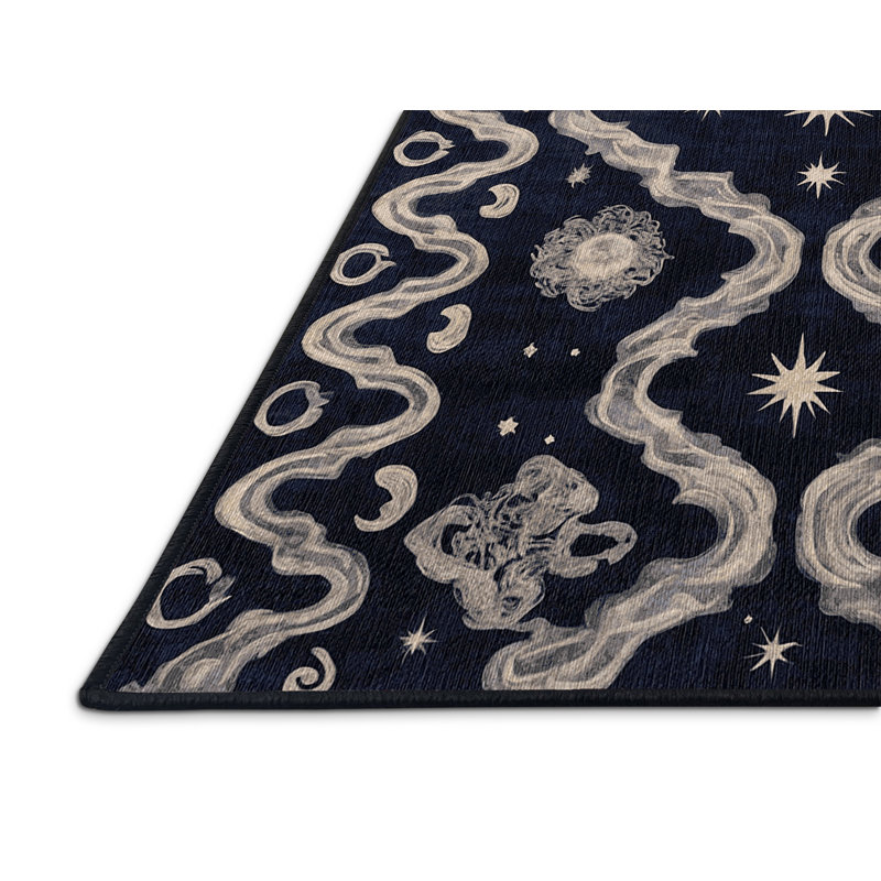 Machine Washable Gray Area Rug, Round 5'