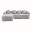Canapé modulaire en L à compression complète avec méridienne incurvée, canapé en chenille gris modulaire, haute densité pour le salon en appartement-118056051