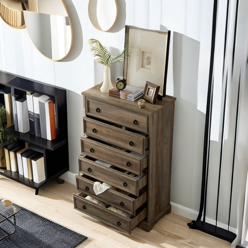 Commode 6 tiroirs Glenford, Brun