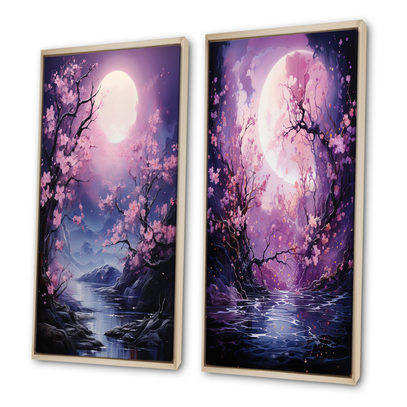 Ensemble de 2 décorations murales Moon Nightly, Encadrement brun, H 32 po x l 33 po