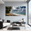 Palmiers, plage tropicale, palmiers, vagues océan, ciel, nuages, sable, ensemble de 3 impressions sur toile-582469614