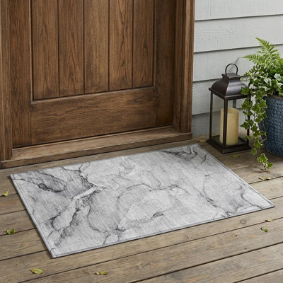 Tapis extérieur lavable antidérapant 2 pi x 3 pi gris