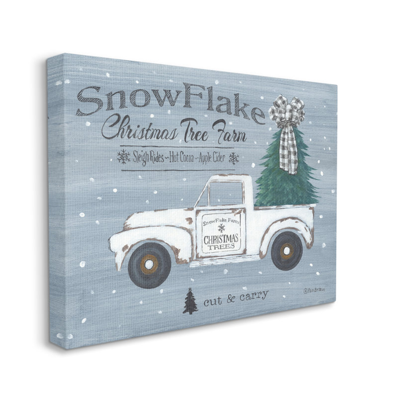 «Christmas Tree Farm Rustic Weathered Truck», encadré noir, art texturé par Pam Britton, H 16 po x l 20 po x P 1,5 po