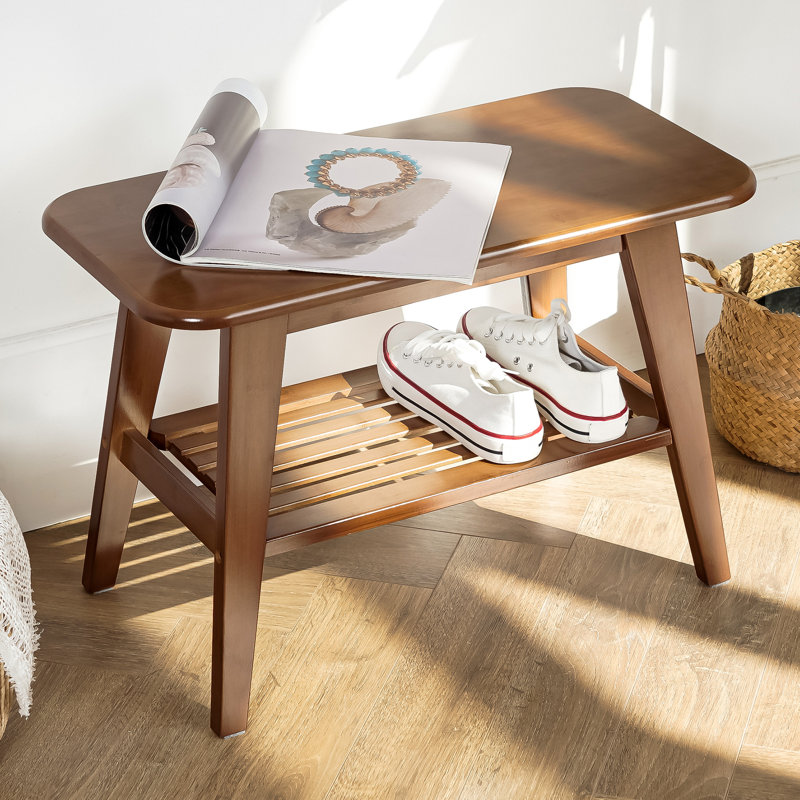 Banc de rangement en bois massif, Marron foncé