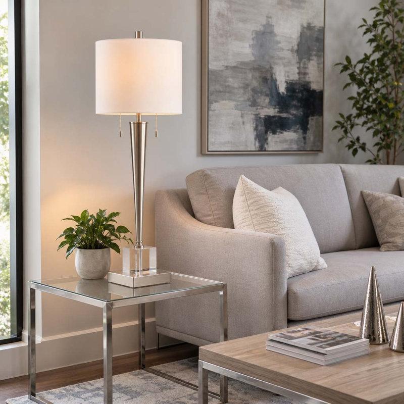 Lampe de table Everly Quinn Allenbie, Argent argent