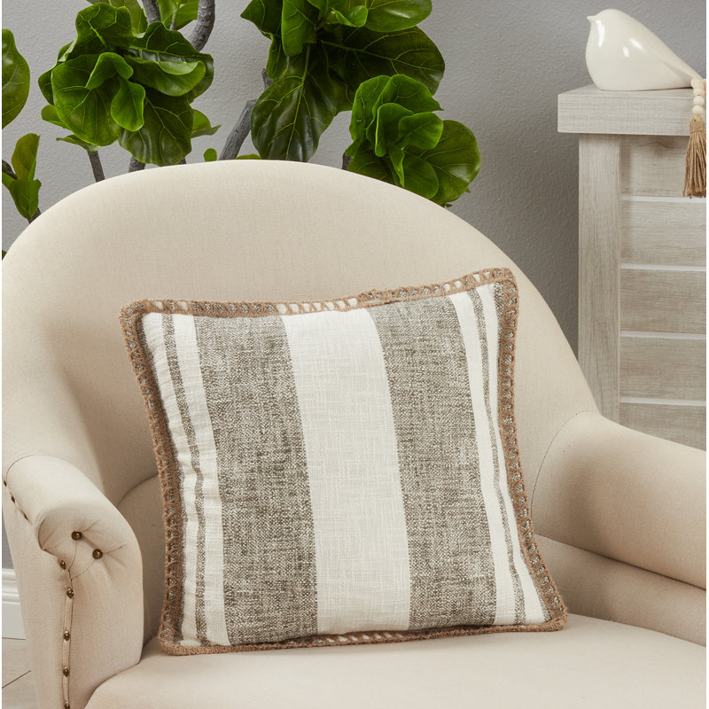 Aziza Collection Striped Cotton Throw Pillow, Gray, Polyester/Polyfill