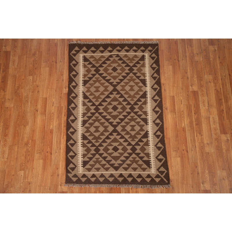 Brown Wool Kilim Oriental Area Rug 3x5