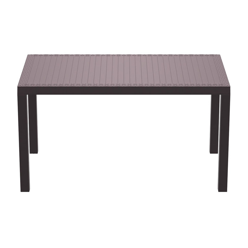 Resin Slatted Outdoor Dining Table, Brown, 31.5" W x 55" x 29" H