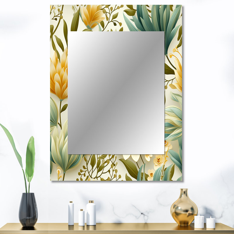Décoration murale Subdued Oasis Boho - miroir floral, 40 po x 30 po