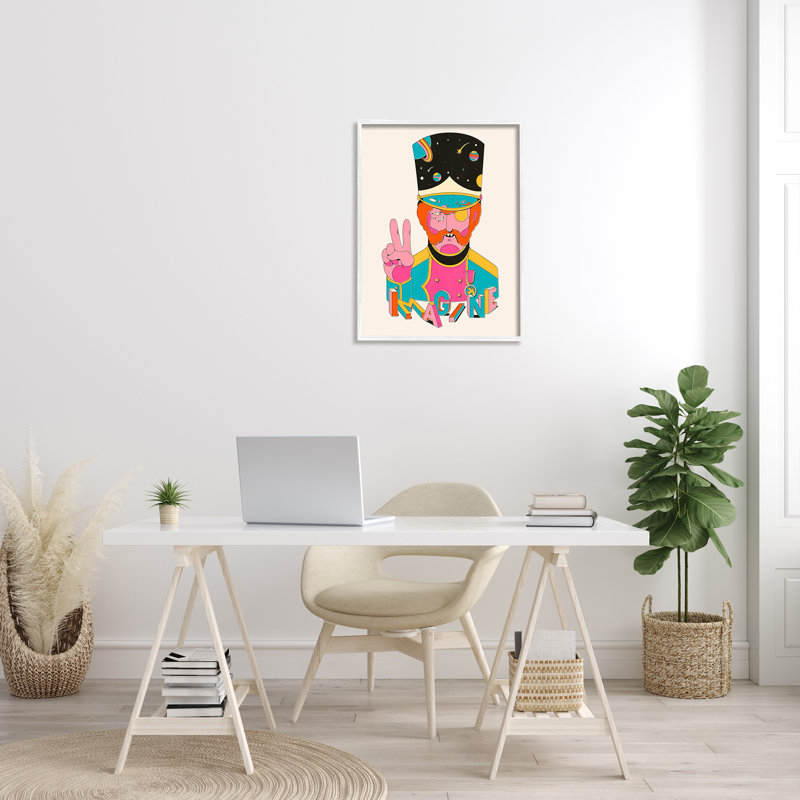 «Imagine Abstract Retro Peace Sign», estampe numérique texturée par Matheus Lopes Castro, H 30 po x l 24 po x P 1,5 po