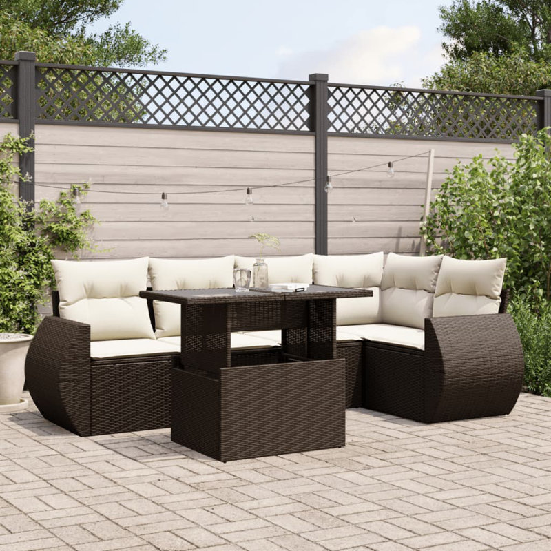 Ensemble de canapé de jardin en rotin PE brun Vidaxl, acier thermolaqué grand