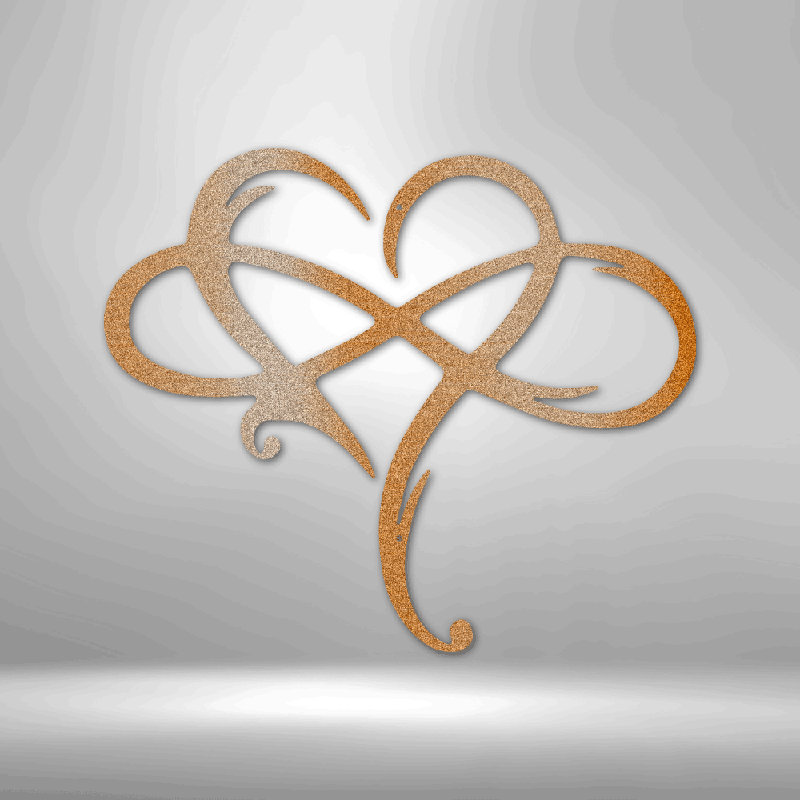 Signe en acier Infinity and Heart, H 28,75 po x l 29,5 po x P 0,5 po, Cuivre