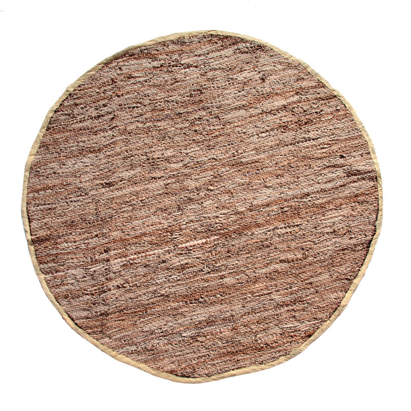 Rodeo Collection 95% Leather / 5% Cotton Reversible Area Rug, Round 4'9"