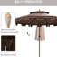 Parasol de patio 9 'avec fonction d'inclinaison et de manivelle - Double toit à volants pour l'extérieur