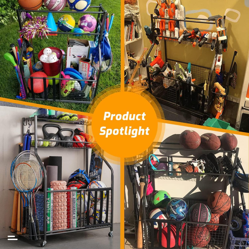 Quantavious Steel Mounted Adjustable Multi-Use Sports Rack