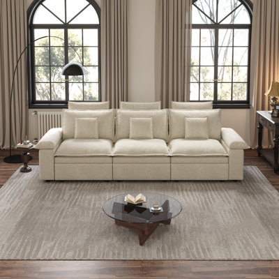 124.4" Velvet 3 Seater Power Reclining Sofa