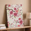 Toile, motif délicat de cerisiers en fleurs peints à la main sur fond d'art mural, fond beige doux texturé mettant en vedette des grappes-666161959