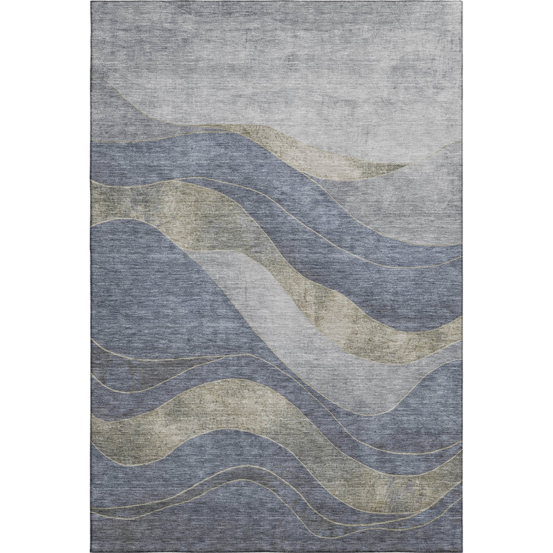 Premium Machine Washable Jakiyra AMF1892 Swirls Rug, Rectangle 2'6" x 3'10"