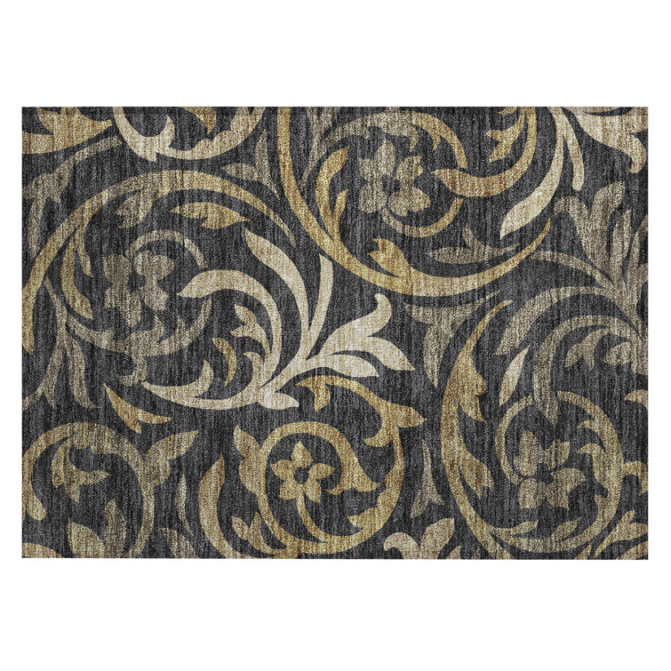 Washable Floral Indoor / Outdoor Rug