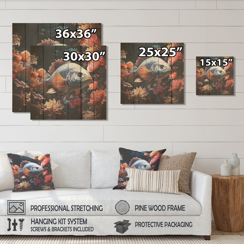Multicolor Fish Of The Coral Reef IV - Coastal Animal On Wood Print, 25" H x 25" W