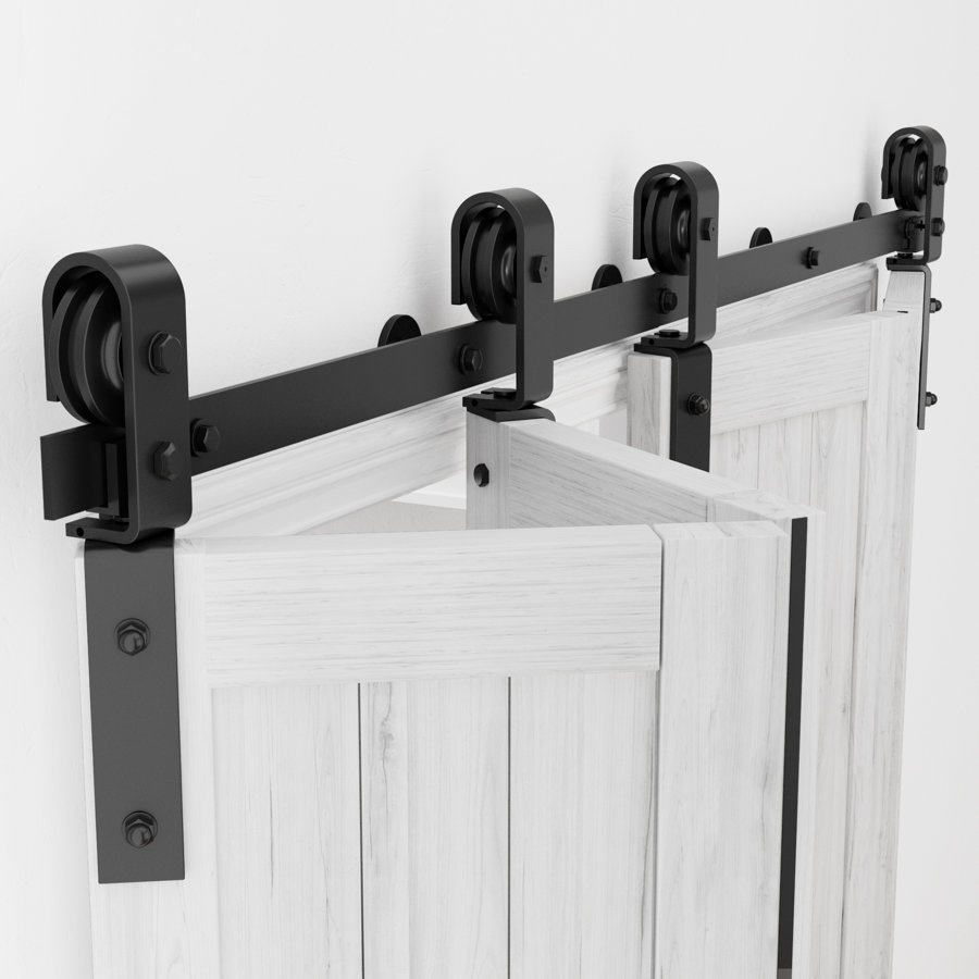 Bifold Barn Door Hardware Kit Black Folding Barn Door Kit (Doors not Included)
