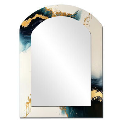 Golden Coastal arc-en-ciel de liquide Ink IV - miroir décoratif asymétrique à encre liquide
