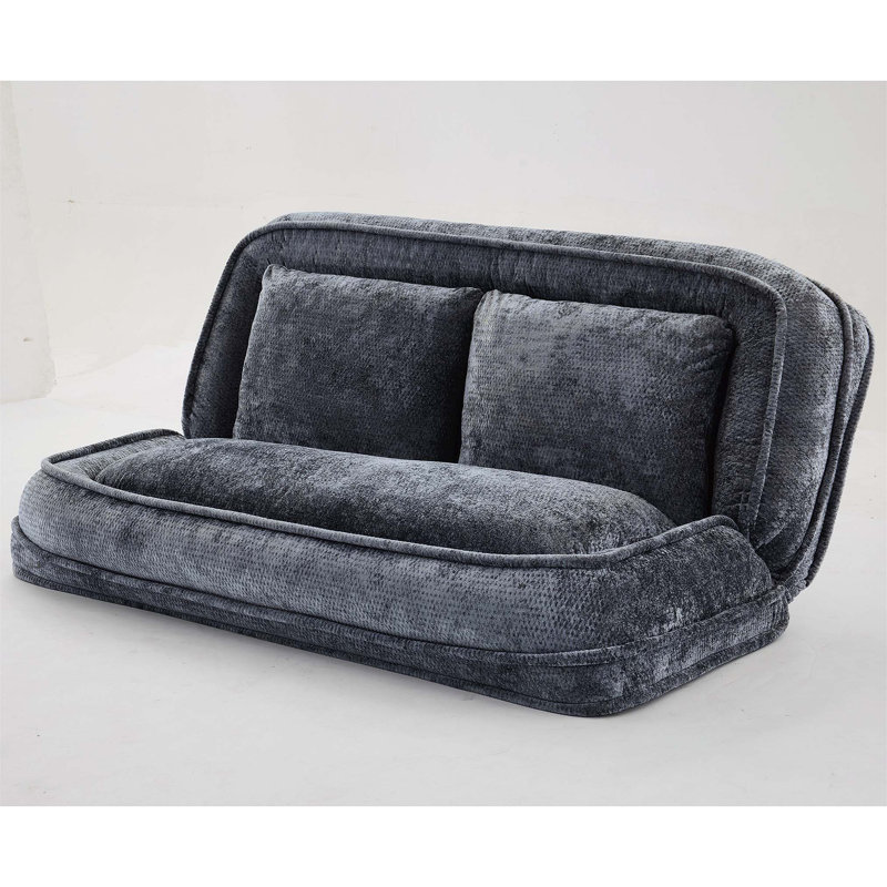 Double Human Dog Bed Lazy Sofa, Loveseat for You & Pets, Extra Large Floor Couch, 5 Adjustable Positions, Plush Chenille Cushions, Dark Gray