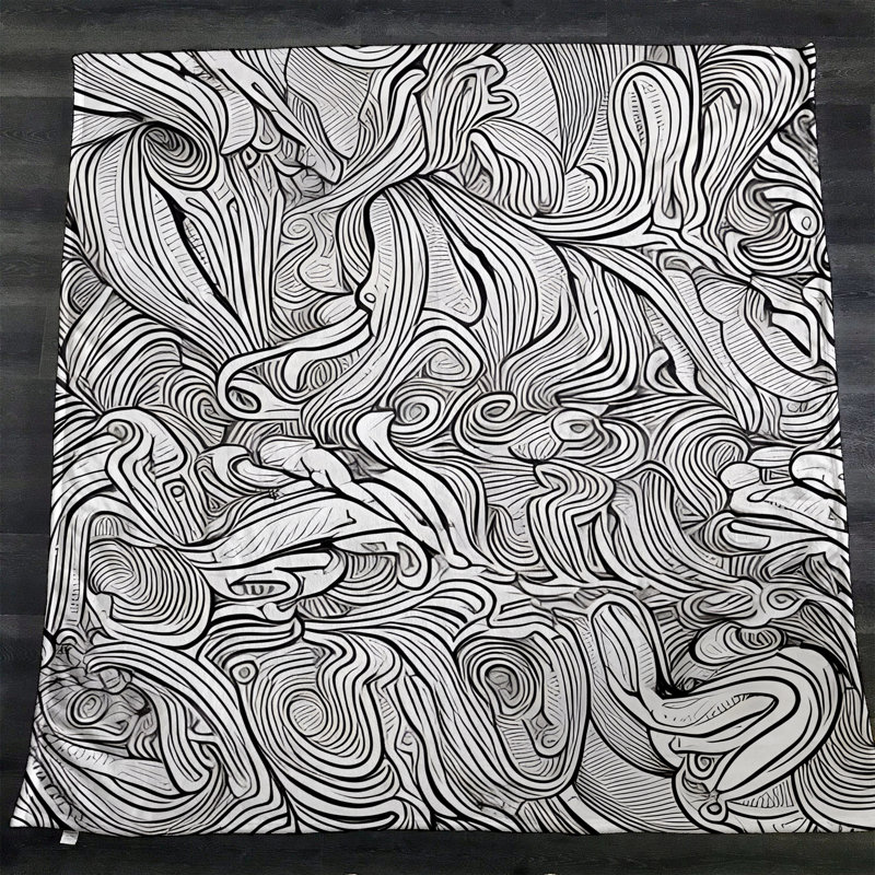 Throw Blanket, 51" W x 60" L, Black/White, Abstract