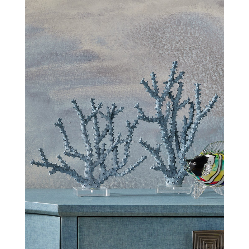 2 Piece Blue Coral Figurine / Sculpture Set