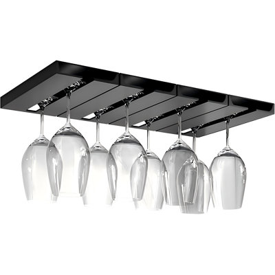 Porte-verres à vin avec porte-verres à pied sous armoire ou comptoir pour bar, cuisine et restaurant (noir)