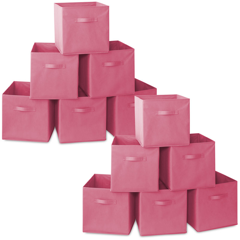 Casafield Fabric Decorative Bin, 12, Hot Pink