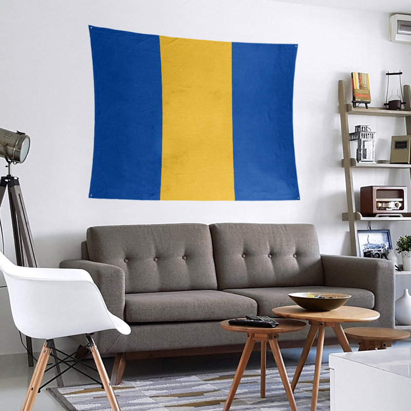 Tapisserie de polyester St. Louis, H 68 po x l 80 po x P 2 po, Bleu royal / doré / bleu royal