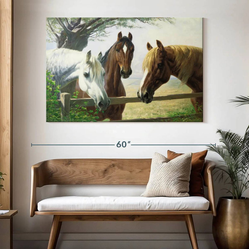 Old Friends Horses, H 34 po x l 51 po
