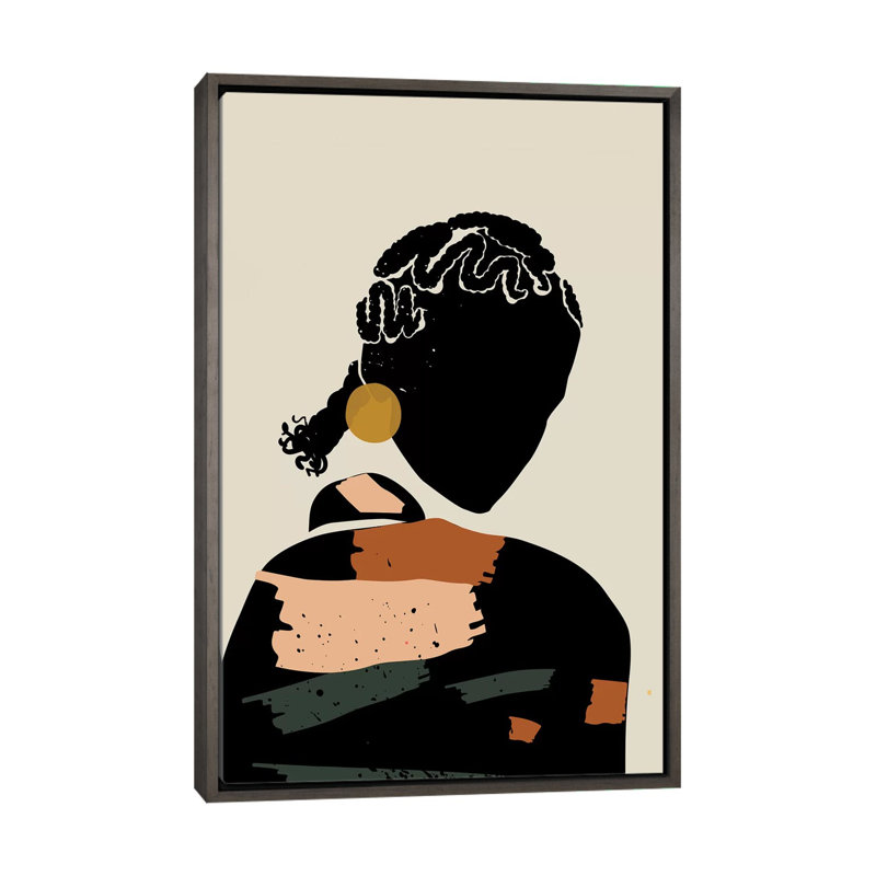 Poils noirs - Impression sur toile, H 26 po x l 40 po x 1,5 po, Toile encadrée de bois rustique foncé, Pas de tapis